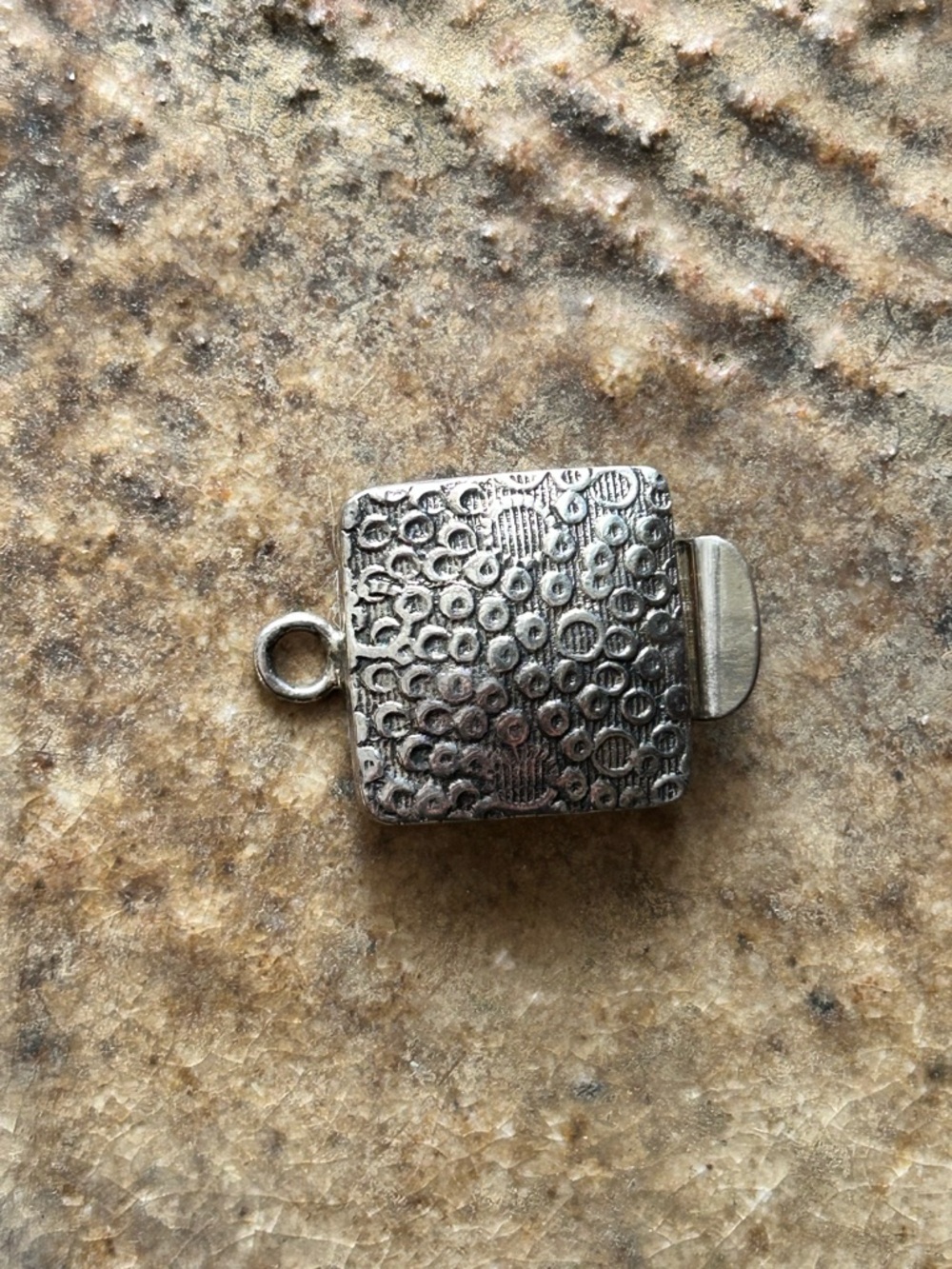 Textured Square Clasp in Sterling Silver